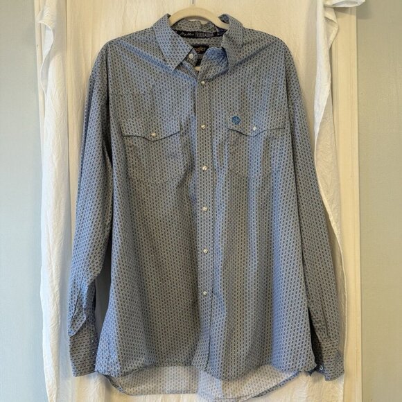 Wrangler Troubadour Men Button Up Shirt XL Blue George Strait Western Pearl Snap - Picture 1 of 11